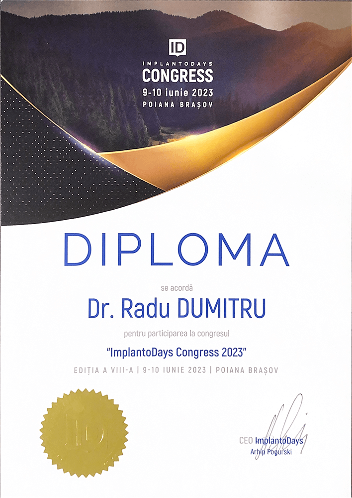 Diplomă de formare profesională — Dr. Radu Dumitru