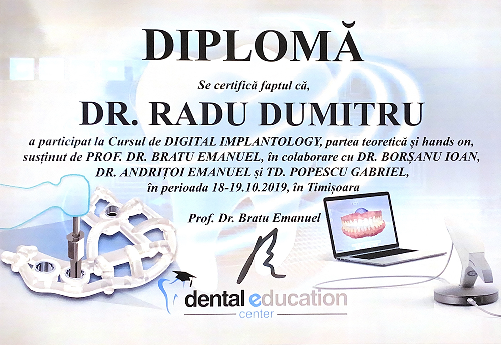 Diplomă de formare profesională — Dr. Radu Dumitru